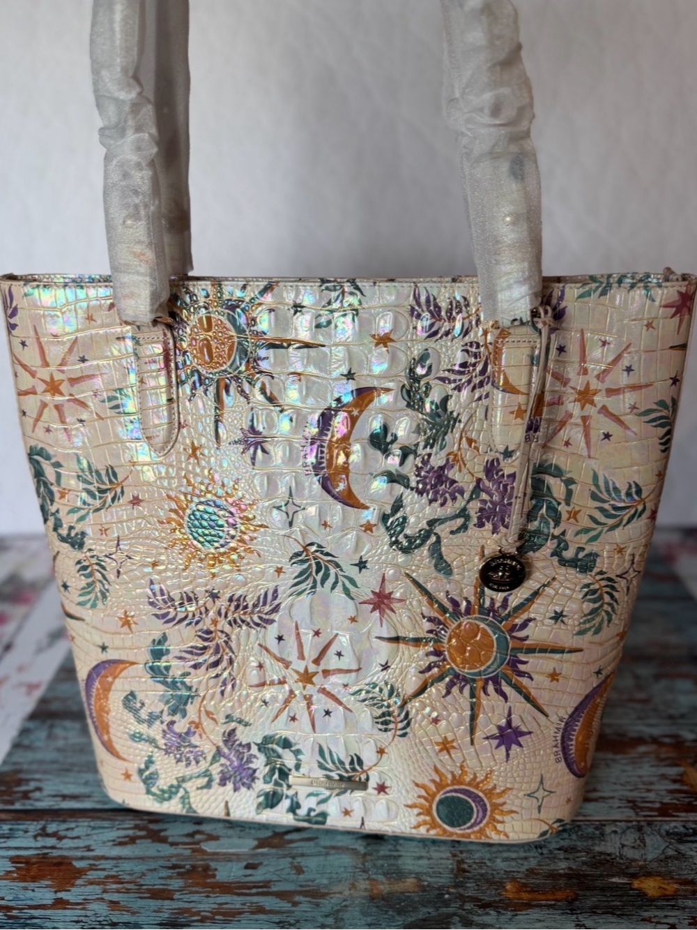 BRAHMIN EZRA VITALITY NWT MOON SUN STARS TOTE WRAPPED STRAPS NEW - Picture 5 of 15